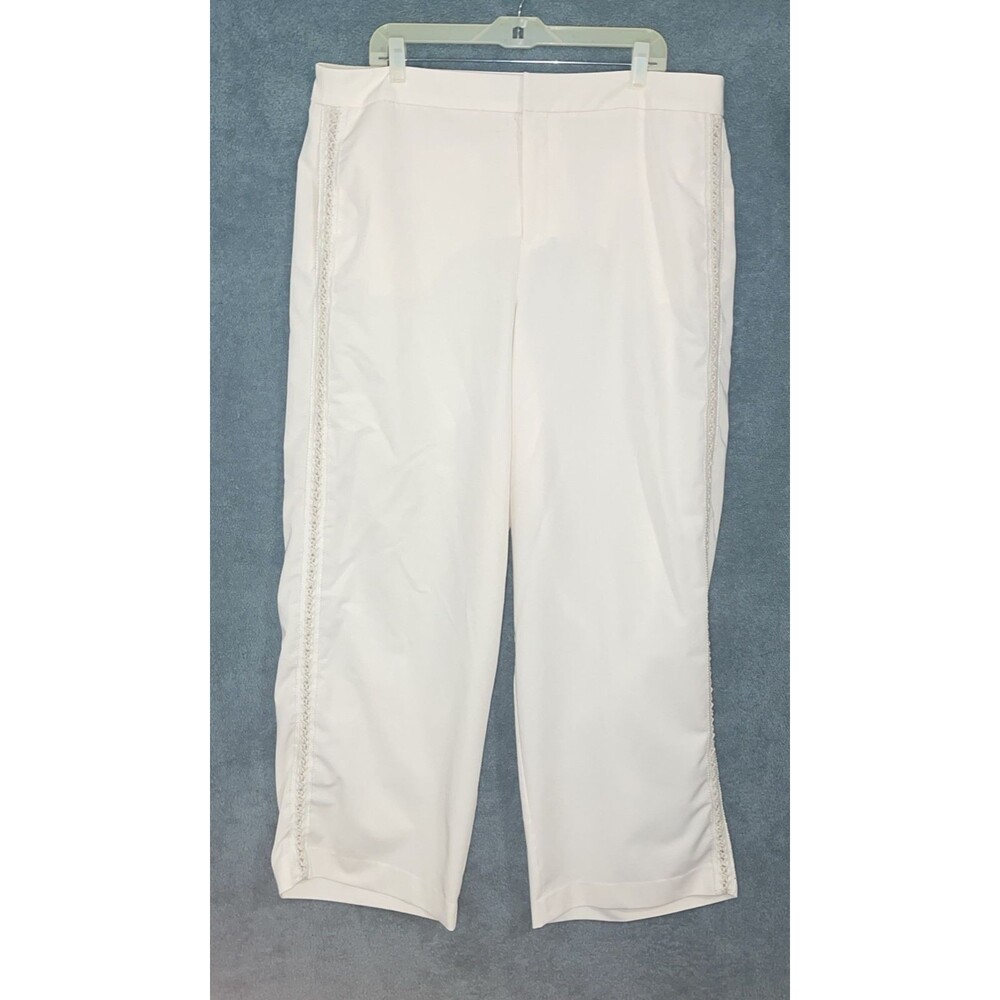 Eloquii Womens‎ Dress Pants 16 Cream Wide Leg Crochet Cutout Resort Coastal Chic